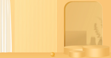 橙色现代建筑几何影子圆柱空间搭建背景