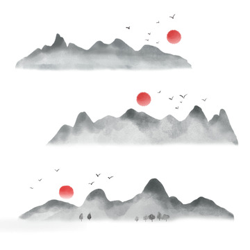 水墨画山水元素