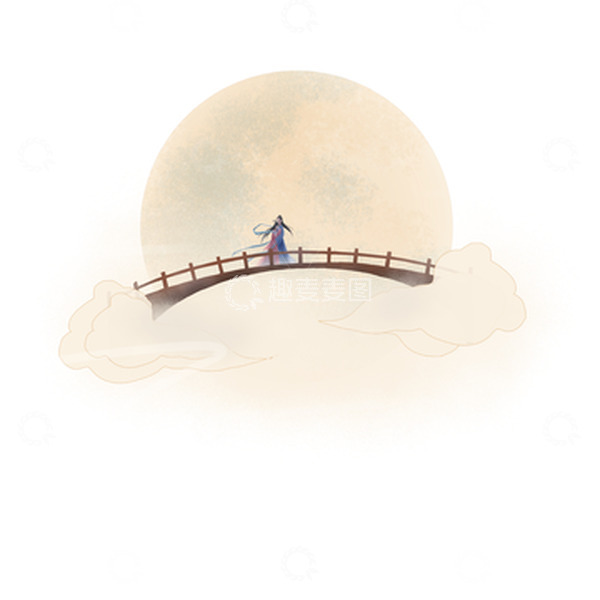 源文件下载【趣麦麦图】-黄色国潮风七夕牛郎织女相遇图