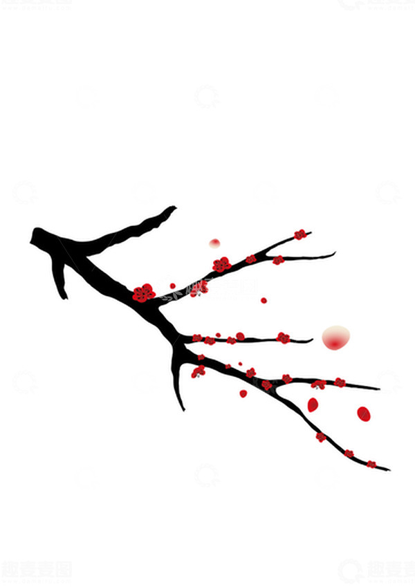 源文件下载【趣麦麦图】中国风水墨梅花手绘图