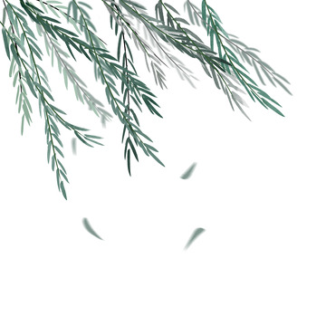 水墨画柳叶元素