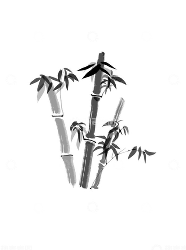 源文件下载【趣麦麦图】毛笔水墨竹子竹叶水墨风素材手绘图