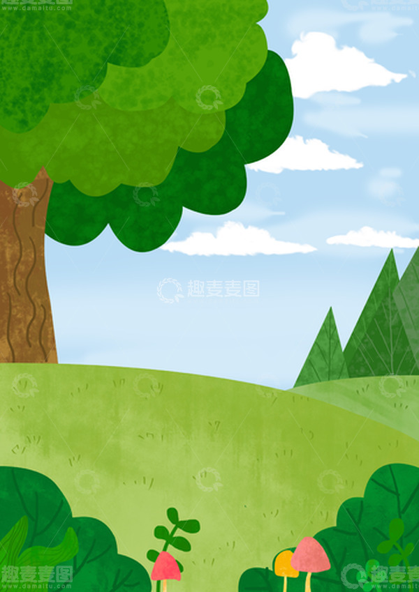 源文件下载【趣麦麦图】夏日扁平风格植物背景