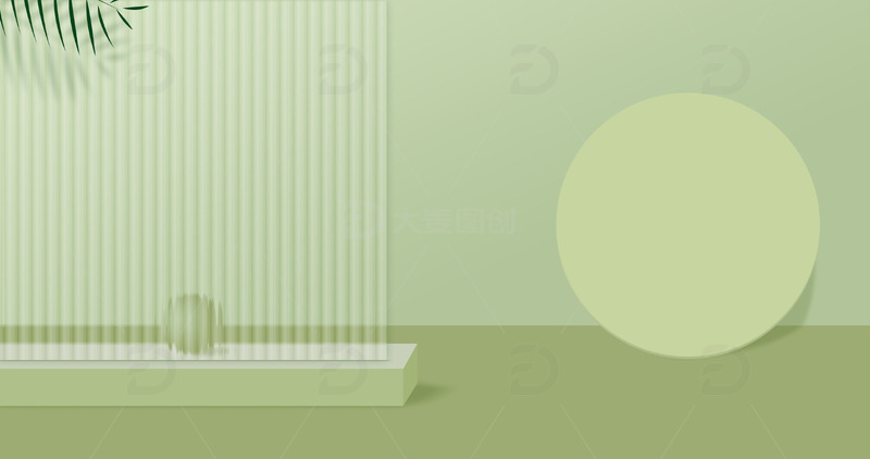 绿色小清新春天夏天电商广告几何玻璃背景