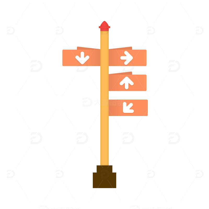 源文件下载【趣麦麦图】-指示路标路灯牌子扁平插画