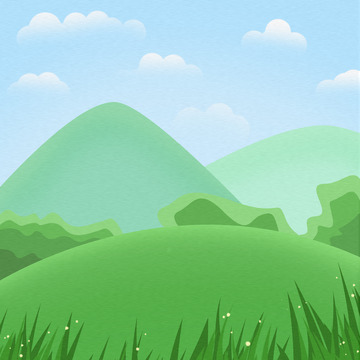 大暑绿色草原插画