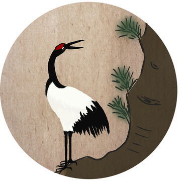 仙鹤水墨风古松仙鹤