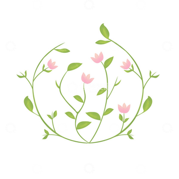 源文件下载【趣麦麦图】绿色小清新花环装饰花纹素材