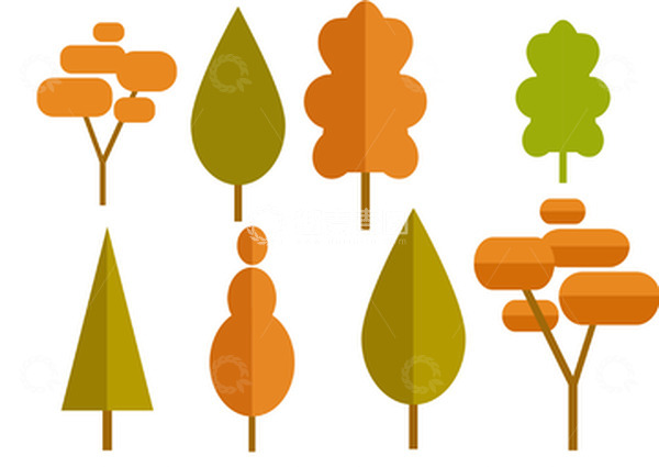 源文件下载【趣麦麦图】各类树木扁平插画元素