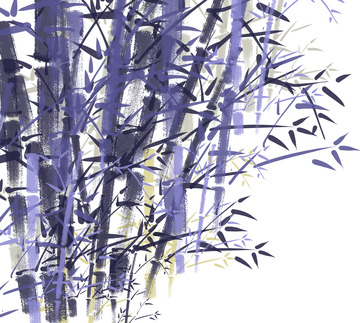 墨紫色水墨风格紫竹水墨插画元素