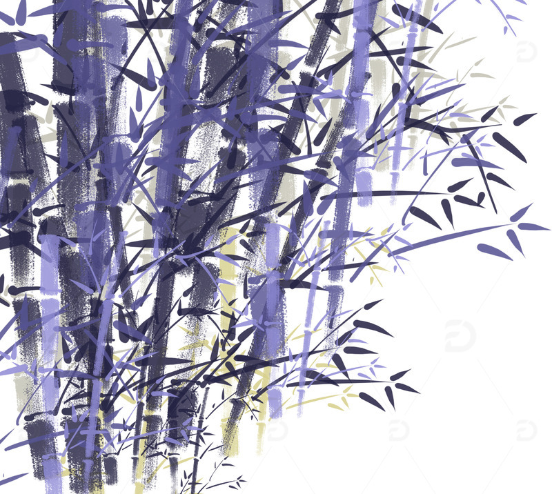 墨紫色水墨风格紫竹水墨插画元素