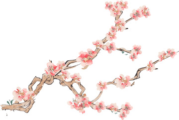 中国风复古风水墨桃花