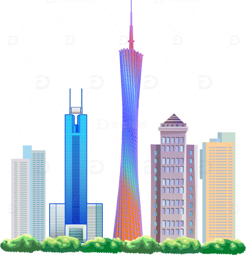 源文件下载【趣麦麦图】广州地标广州塔建筑小蛮腰