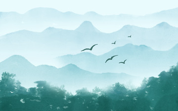 水墨画远山山水背景