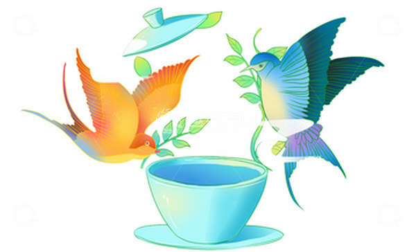 源文件下载【趣麦麦图】蓝色喜鹊七夕情人节中国风手绘插画