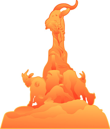 广州地标五羊标志建筑矢量图