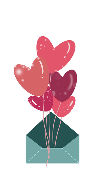 红色小清新传递爱七夕手绘图