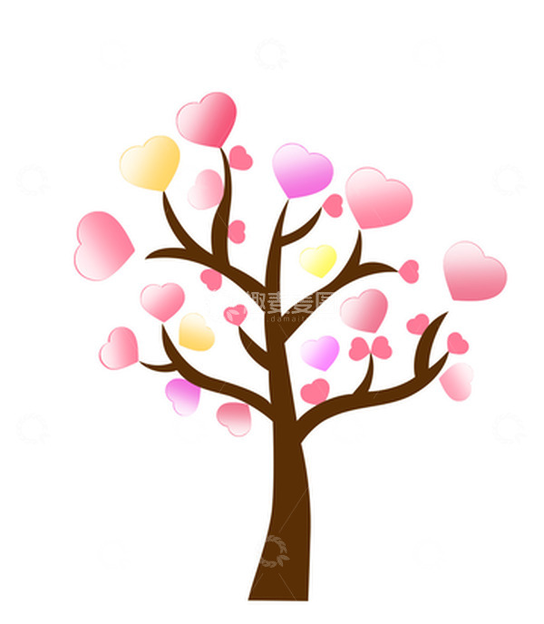 源文件下载【趣麦麦图】粉色七夕爱心树浪漫气球情人节礼物