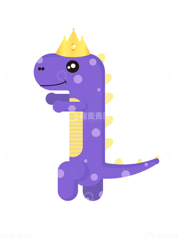 源文件下载【趣麦麦图】紫色扁平恐龙矢量元素