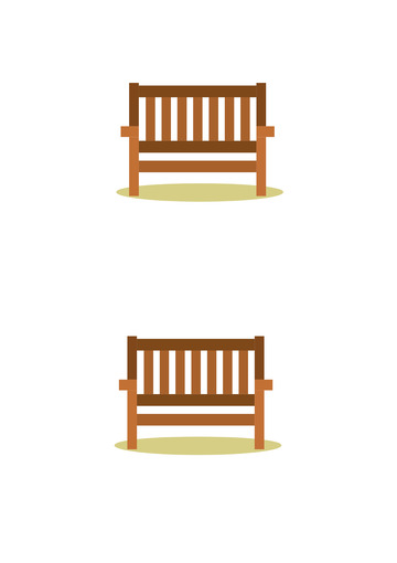 棕色公园长椅扁平矢量ai插画元素