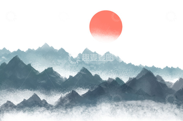 源文件下载【趣麦麦图】-国风水墨山水画