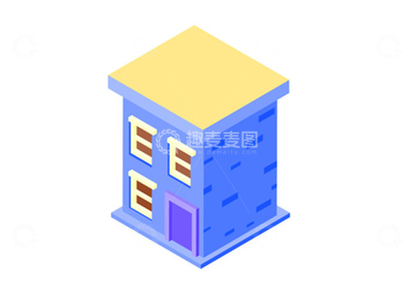 源文件下载【趣麦麦图】2.5d3d建筑平顶大楼
