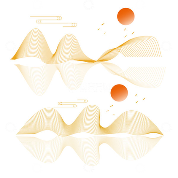源文件下载【趣麦麦图】中国风线条祥云纹山纹底纹元素