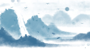 中国风手绘水墨山水水墨风背景元素