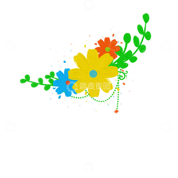 源文件下载【趣麦麦图】-三色花朵手绘小清新边框七夕