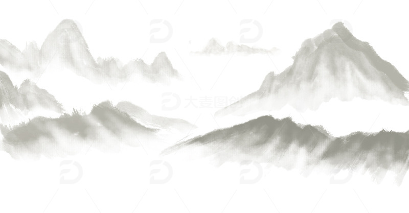 手绘水墨山水崇山峻岭PSD