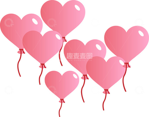源文件下载【趣麦麦图】粉色七夕爱心气球情人节少女心手绘元素