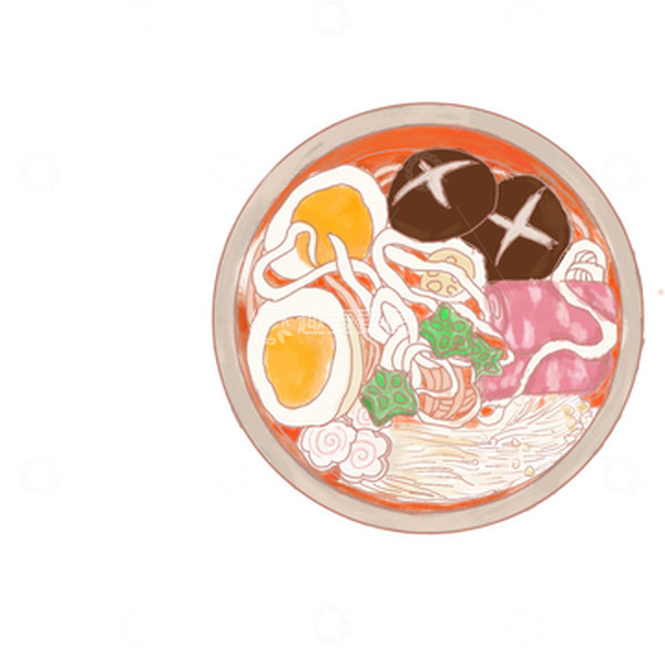 源文件下载【趣麦麦图】美味美食夏季大暑热辣面条面食