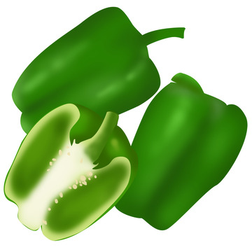 甜椒灯笼椒柿子椒大筒仔蔬菜手绘