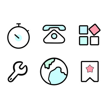 蓝绿色小清新简约软件图标元素