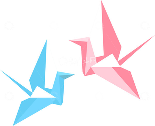 源文件下载【趣麦麦图】粉色情人节千纸鹤七夕矢量手绘元素