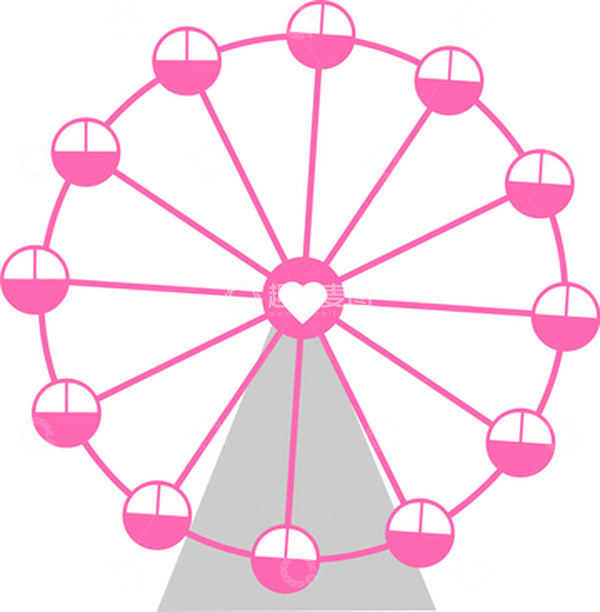 源文件下载【趣麦麦图】粉色情人节七夕摩天轮素材矢量手绘元素