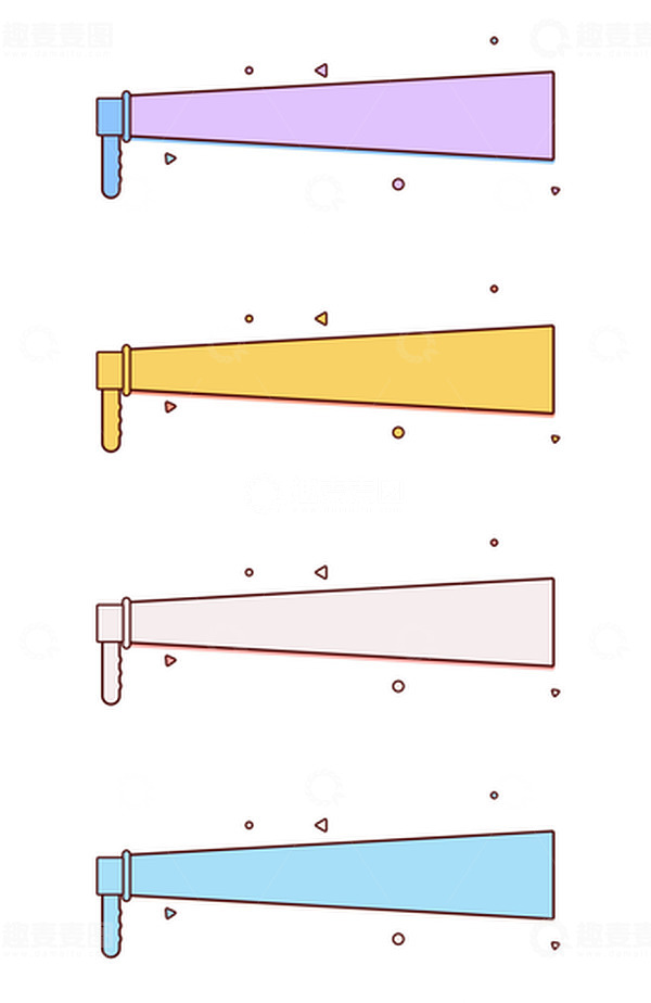 源文件下载【趣麦麦图】彩色卡通描边扁平风喇叭文字框