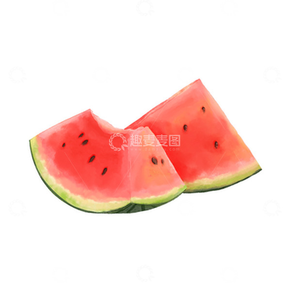源文件下载【趣麦麦图】手绘夏天大暑水彩风西瓜