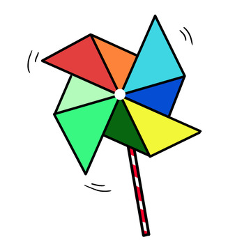 彩色风车玩具手绘图