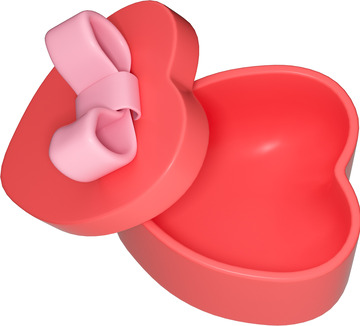 3D插画素材七夕情人节爱心礼物盒