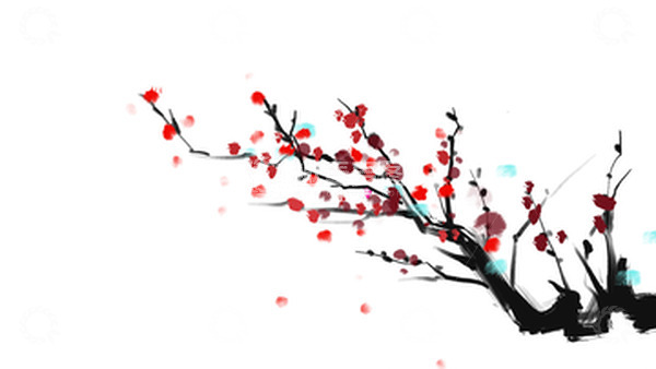 源文件下载【趣麦麦图】黑白水墨风国风梅花手绘元素