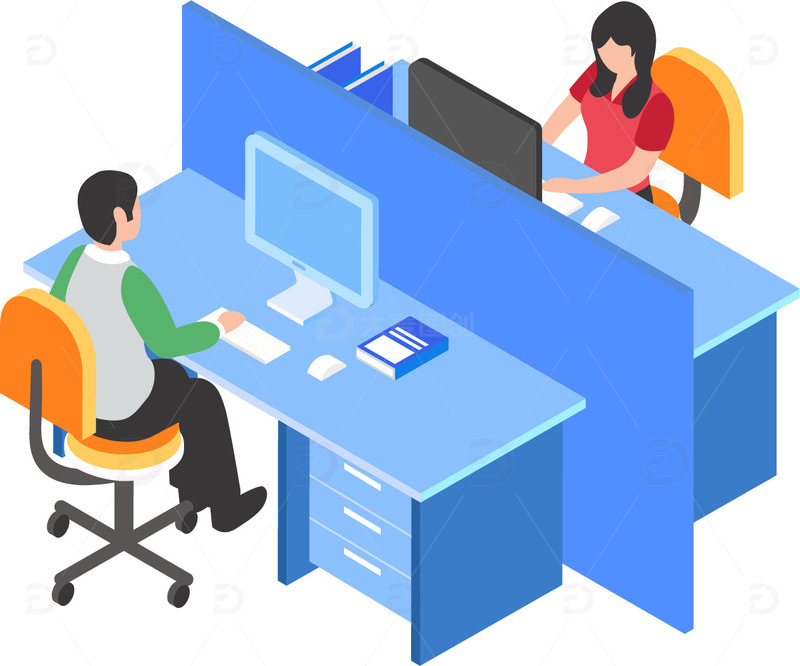 企业办公室场景办公桌