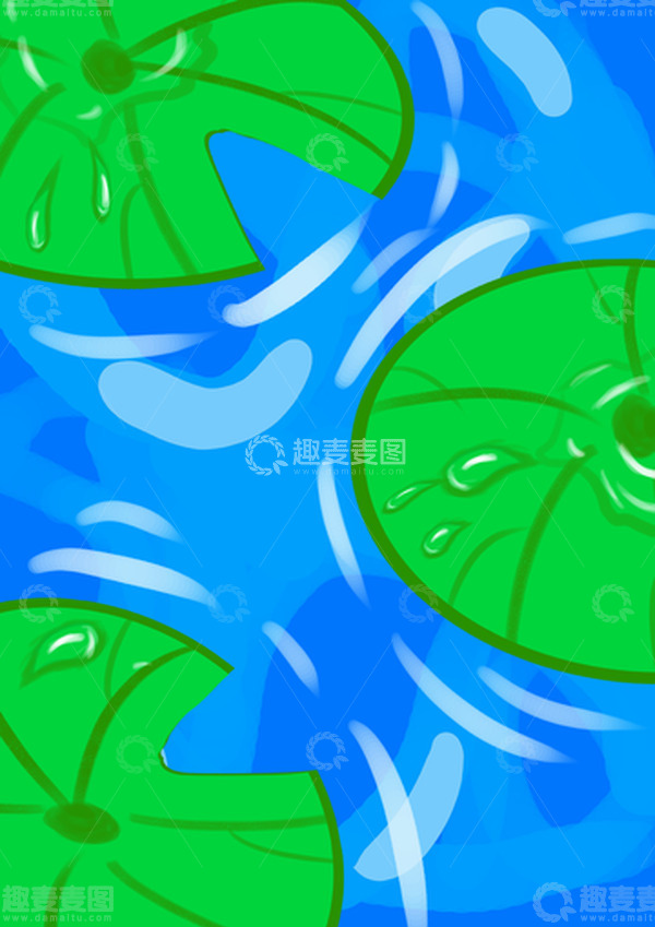源文件下载【趣麦麦图】手绘大暑清凉荷叶插画