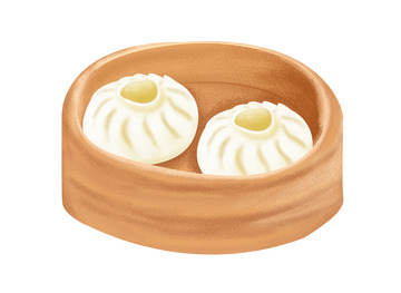 小笼包食物包子面食手绘素材