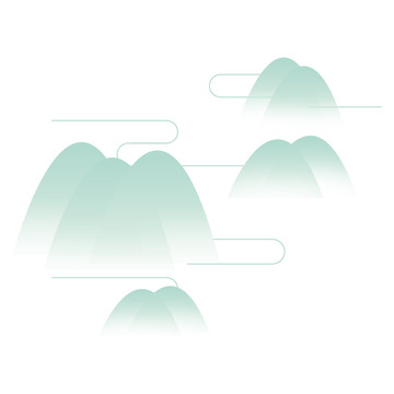 绿色渐变水墨山