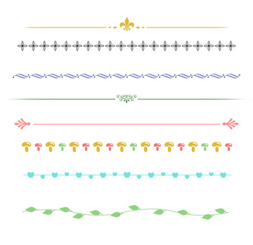 卡通可爱植物爱心标题分割线边框装饰PSD