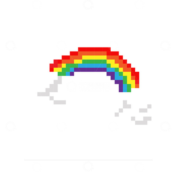 源文件下载【趣麦麦图】彩色像素风彩虹手绘像素元素