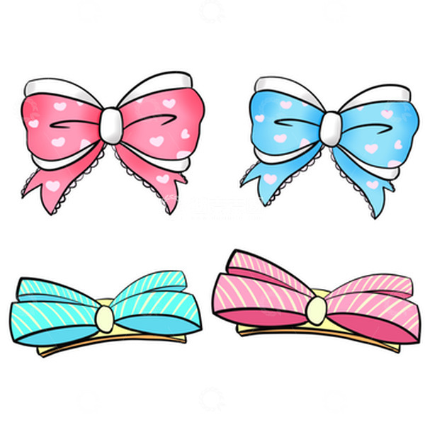 源文件下载【趣麦麦图】粉色少女可爱蝴蝶结手绘元素