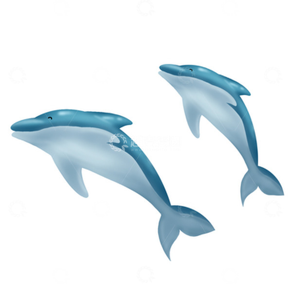 源文件下载【趣麦麦图】两只跳起来的海豚