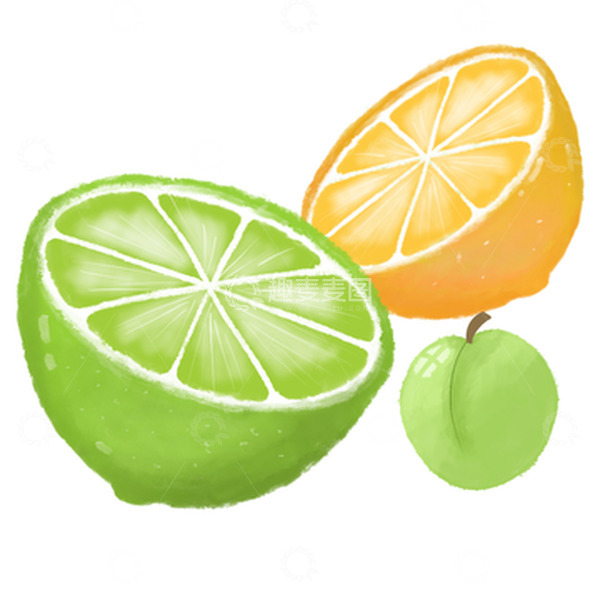 源文件下载【趣麦麦图】柠檬橙子李子水果